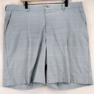Greg Norman Mens Plaid‎ Golf Shorts Size 40 Light Blue Polyester Spandex
